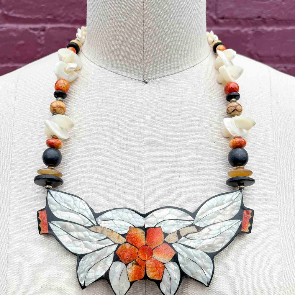 
                      
                        Vintage Mother of Pearl & Stone Necklace
                      
                    