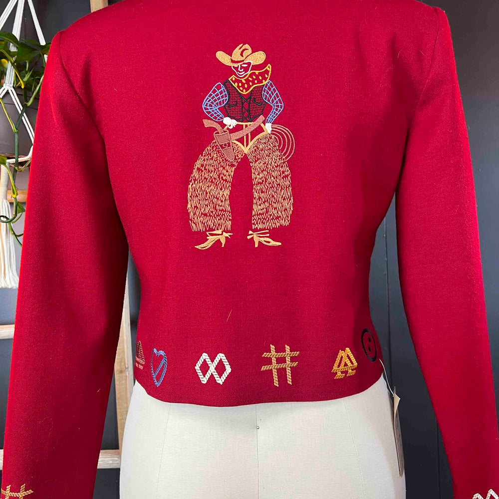 Vintage Red Western Embroidered Rodeo Jacket - Size M