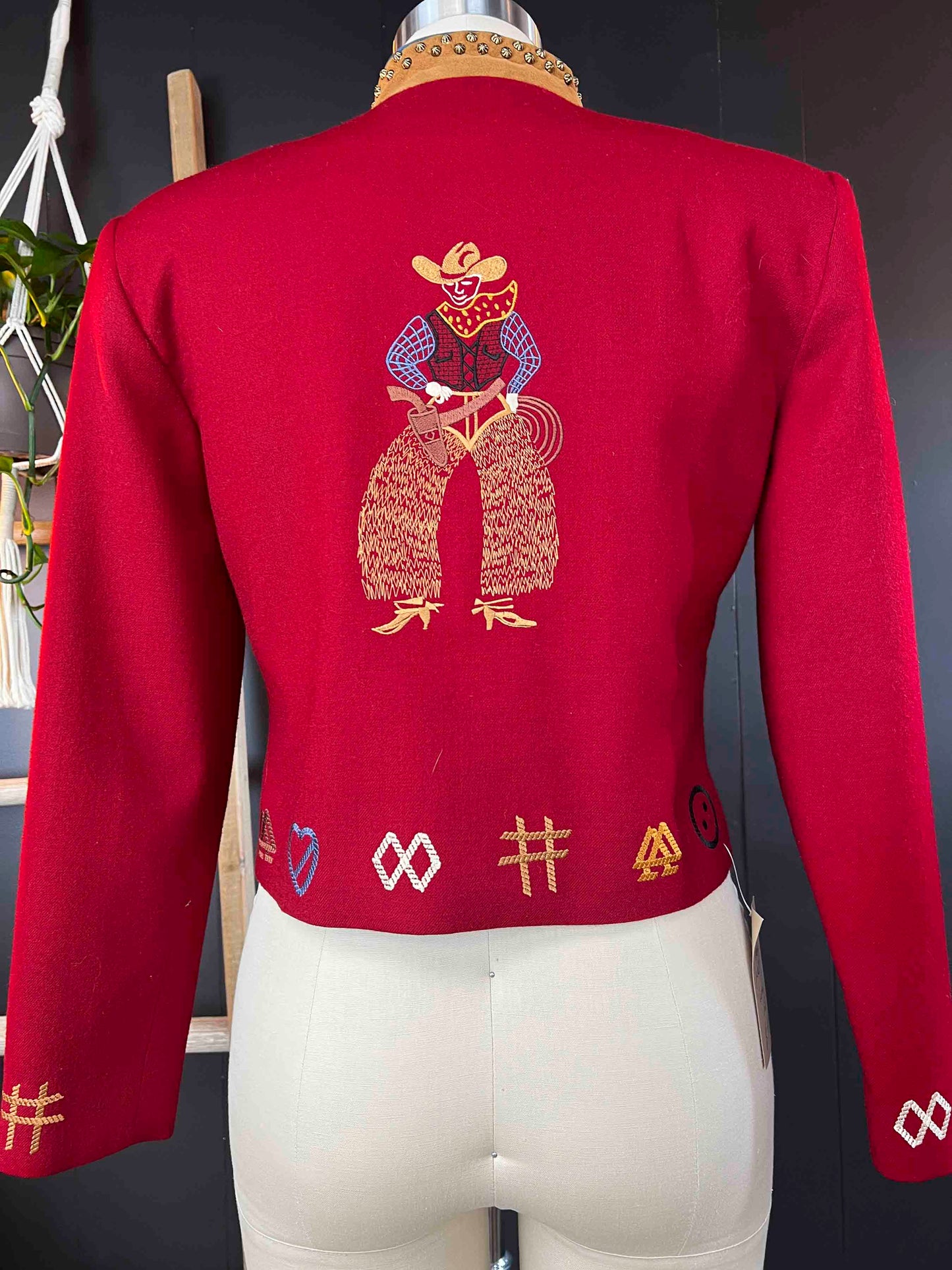 Vintage Red Western Embroidered Rodeo Jacket - Size M