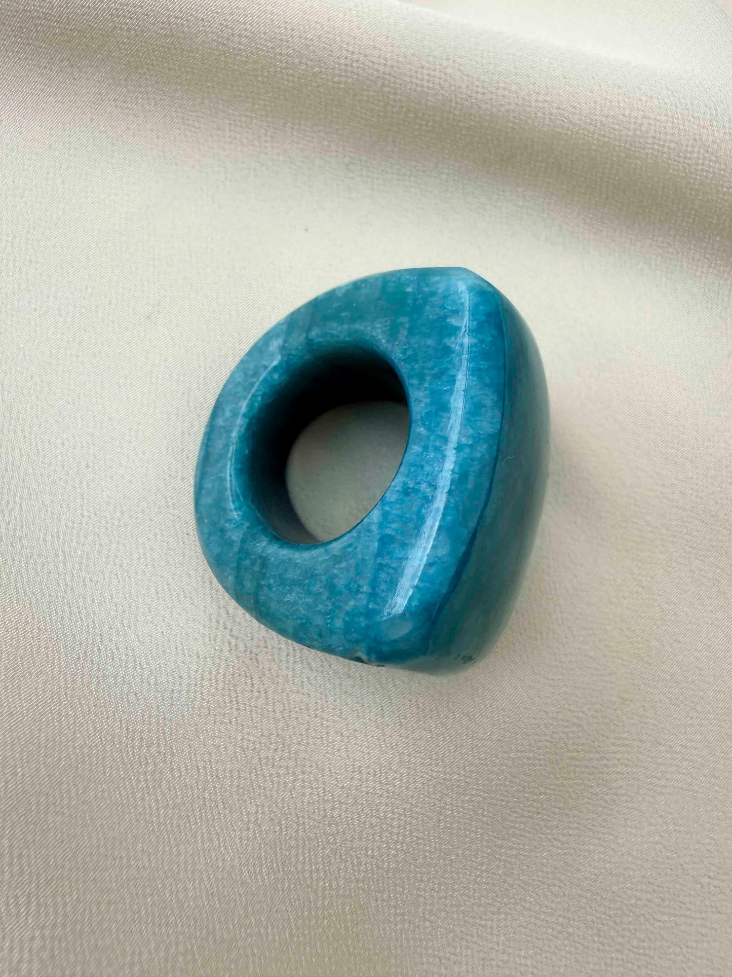 Vintage Teal Stone Chunky Ring - Size 7