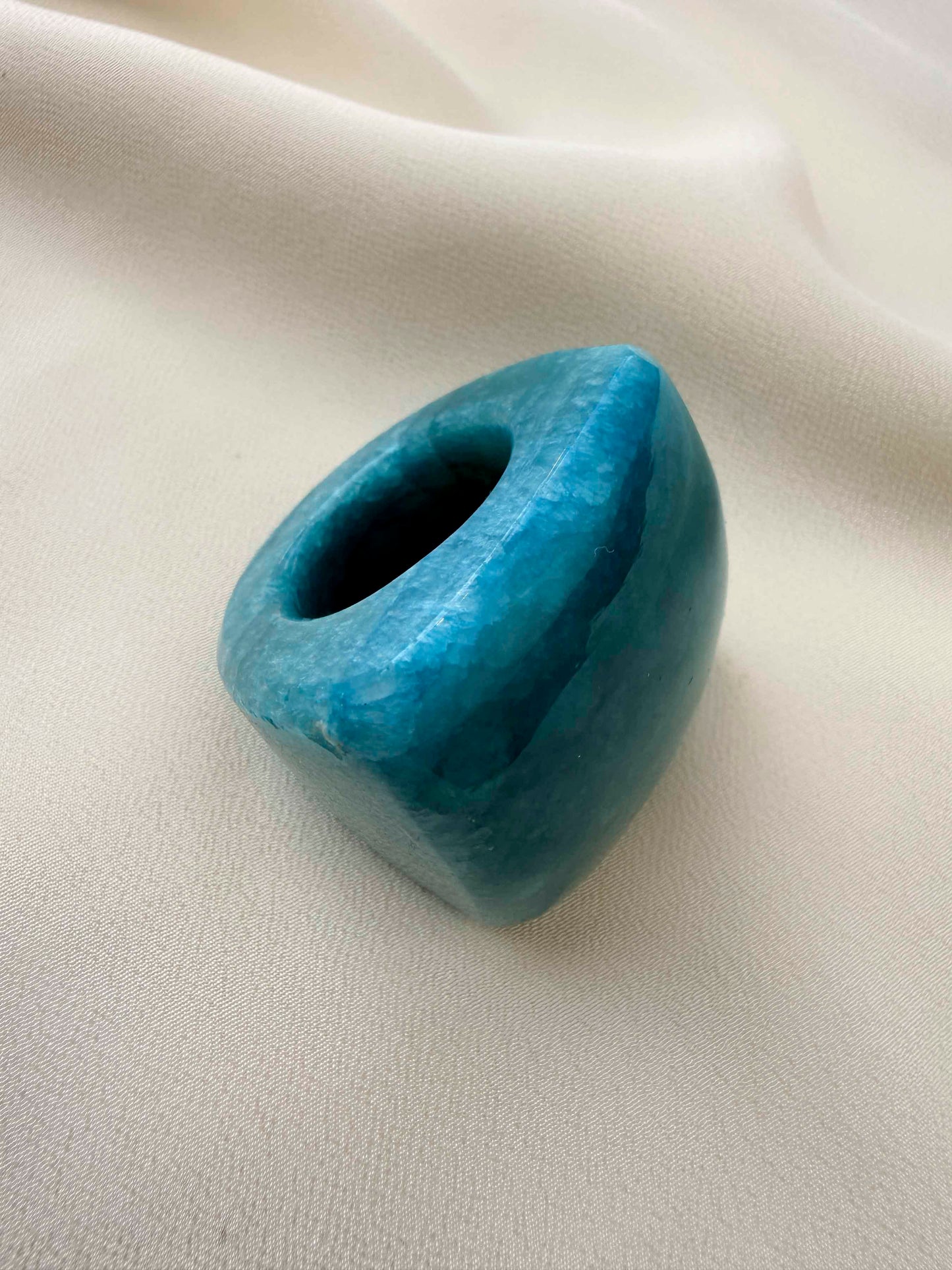 Vintage Teal Stone Chunky Ring - Size 7