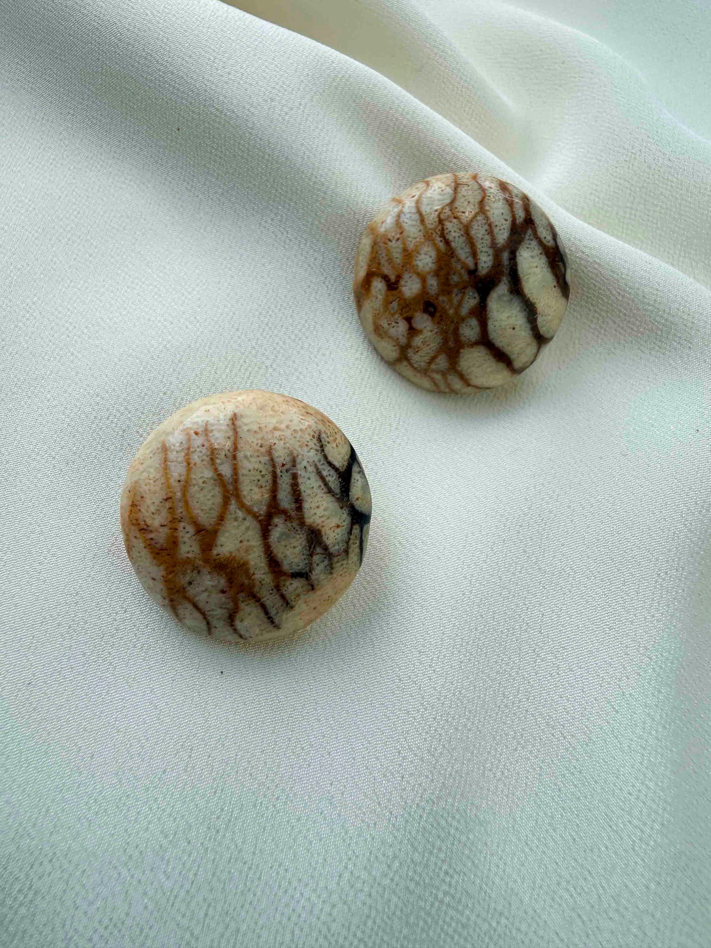 Vintage Desert Stone Cream Abstract Design Earrings