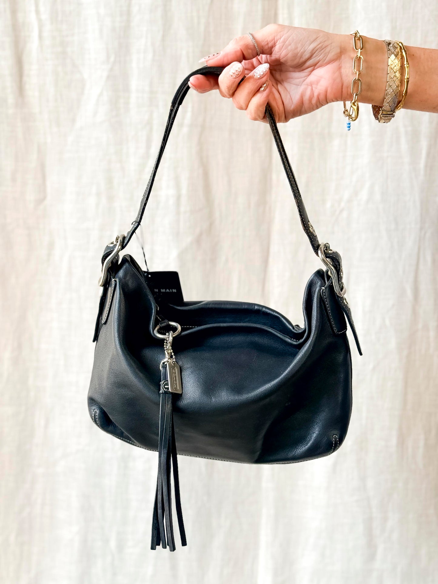 Vintage Coach 1417 Black Genuine Leather East West Legacy Handbag