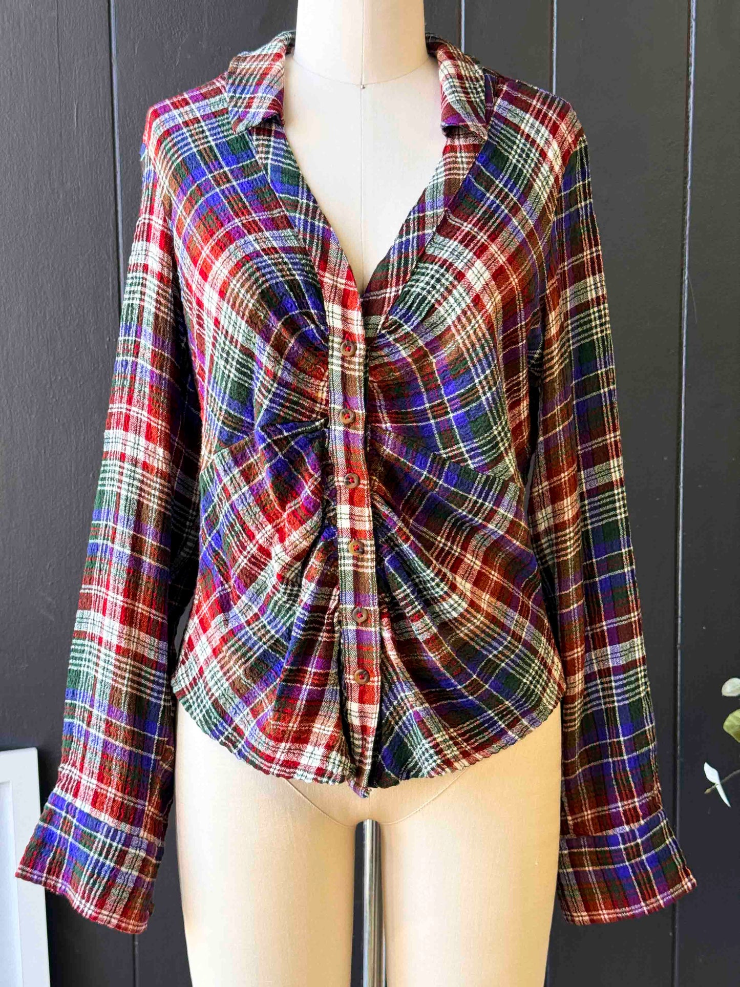 Preloved Pilcro Plaid Button Down Blouse - Size S