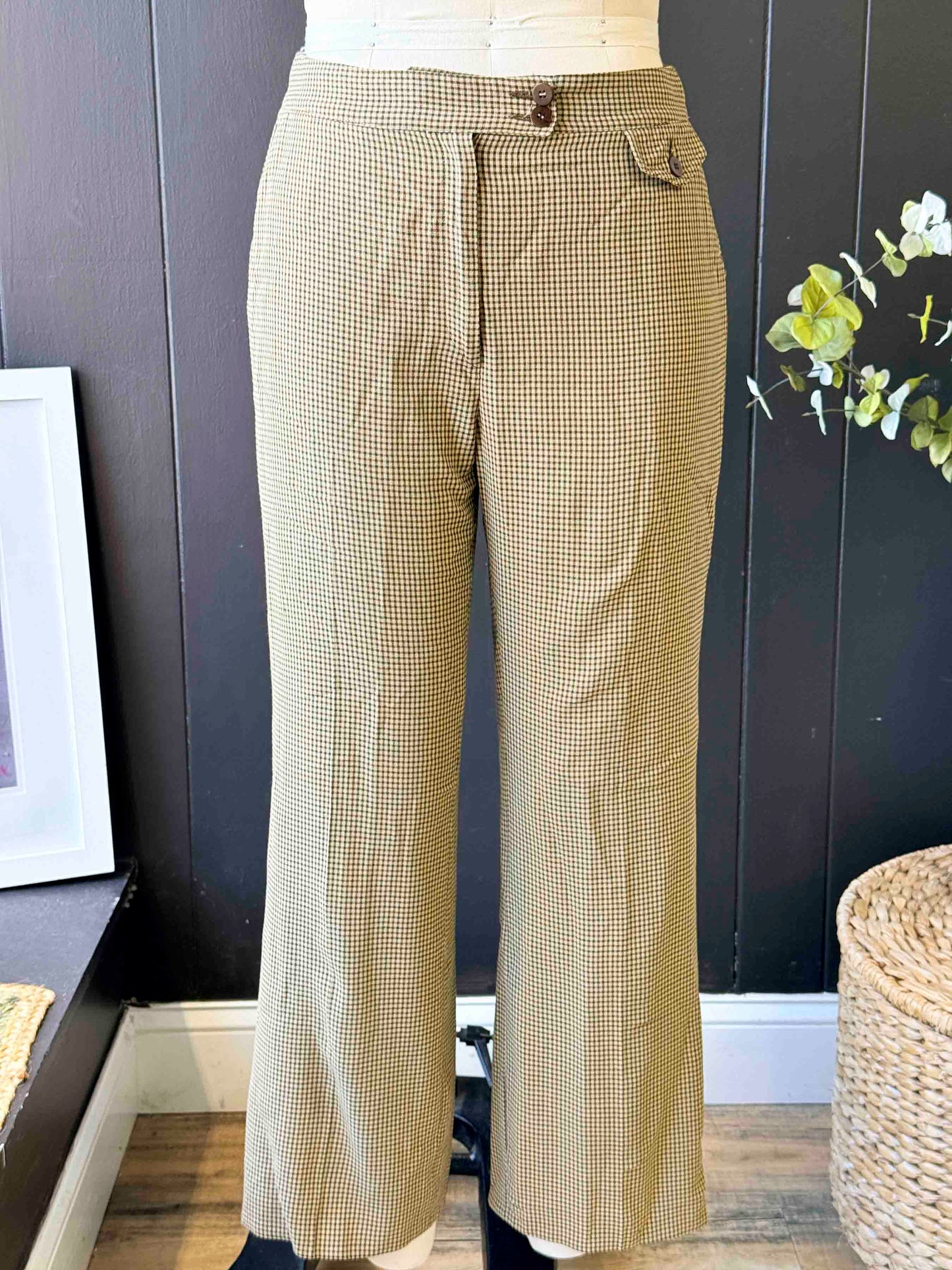 Vintage Allen Waller Plaid Tan Trouser - Size L