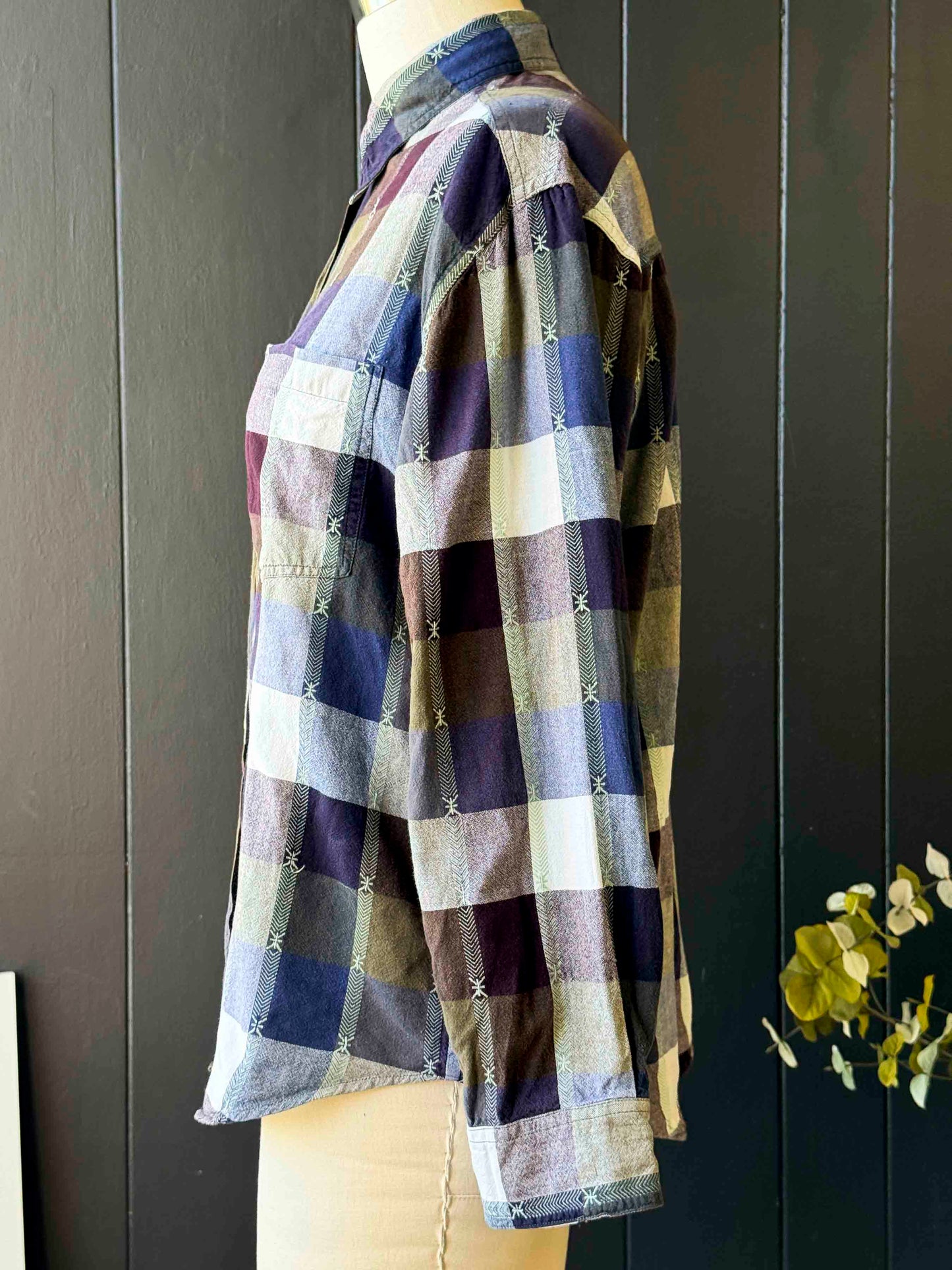 Vintage Cotton Dressbarn Plaid Button-down Top - Size L