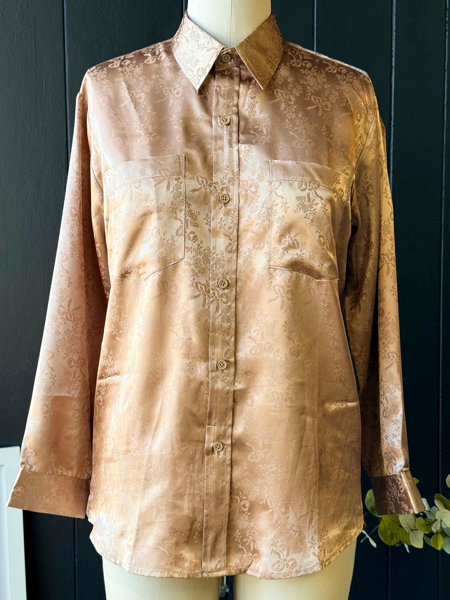 Vintage Custom Made Bows & Roses Blouse - Size XL