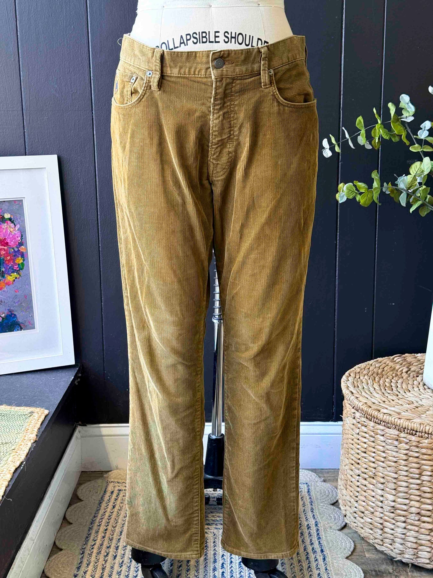 Pre-loved Polo Ralph Lauren Olive Green Corduroy Pants - Size L