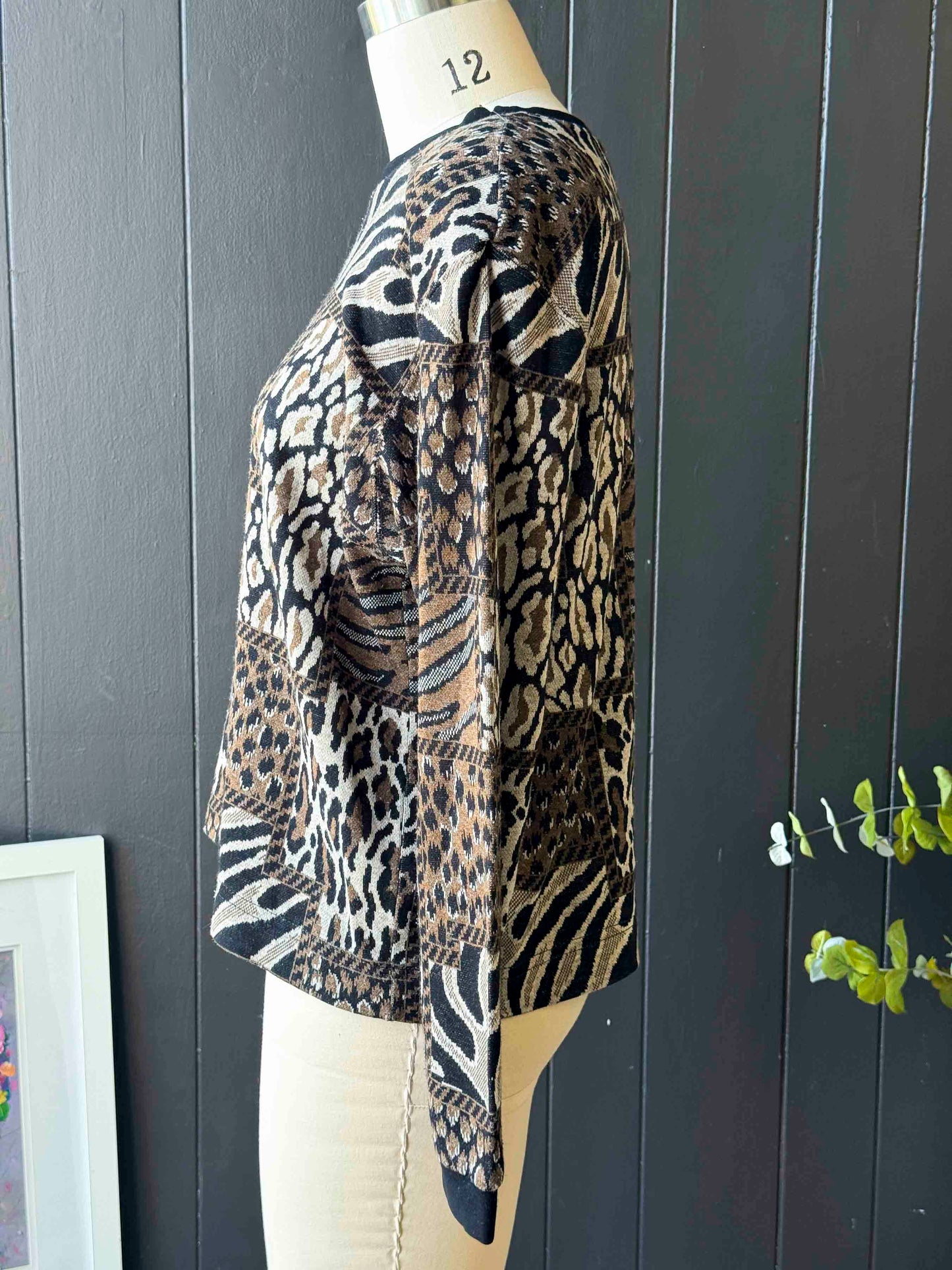 Vintage Cathy Daniels Animal Print Knit Top - Size L