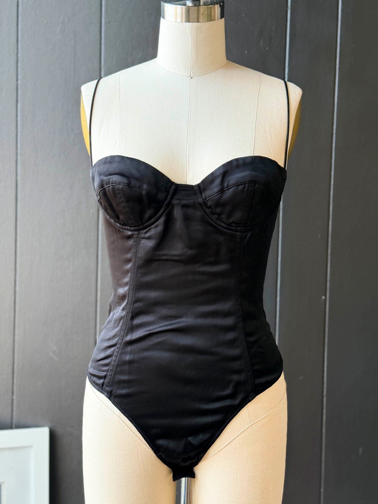 Pre-loved Grlfrnd Black Silky Bodysuit - Size M