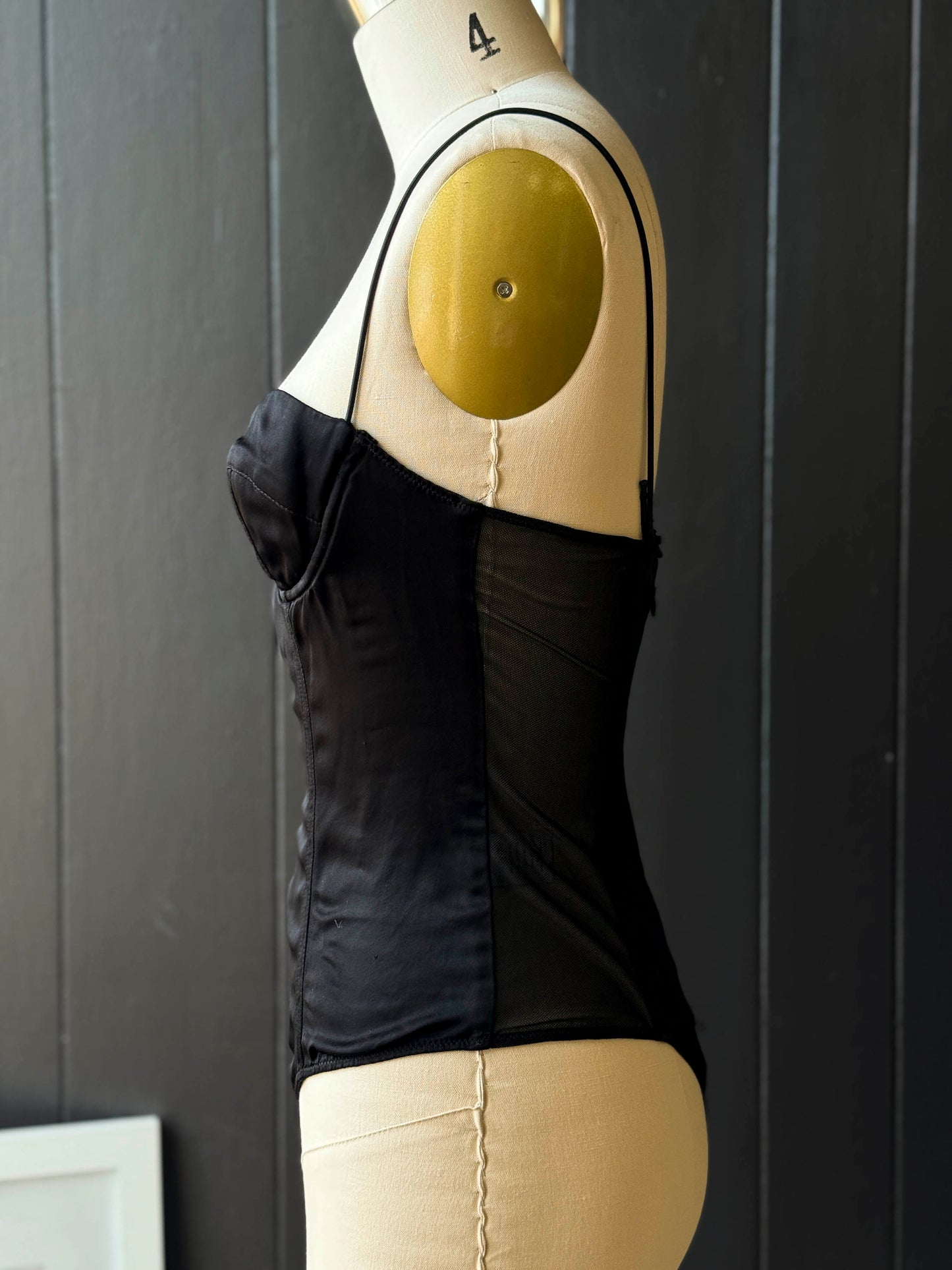 Pre-loved Grlfrnd Black Silky Bodysuit - Size M