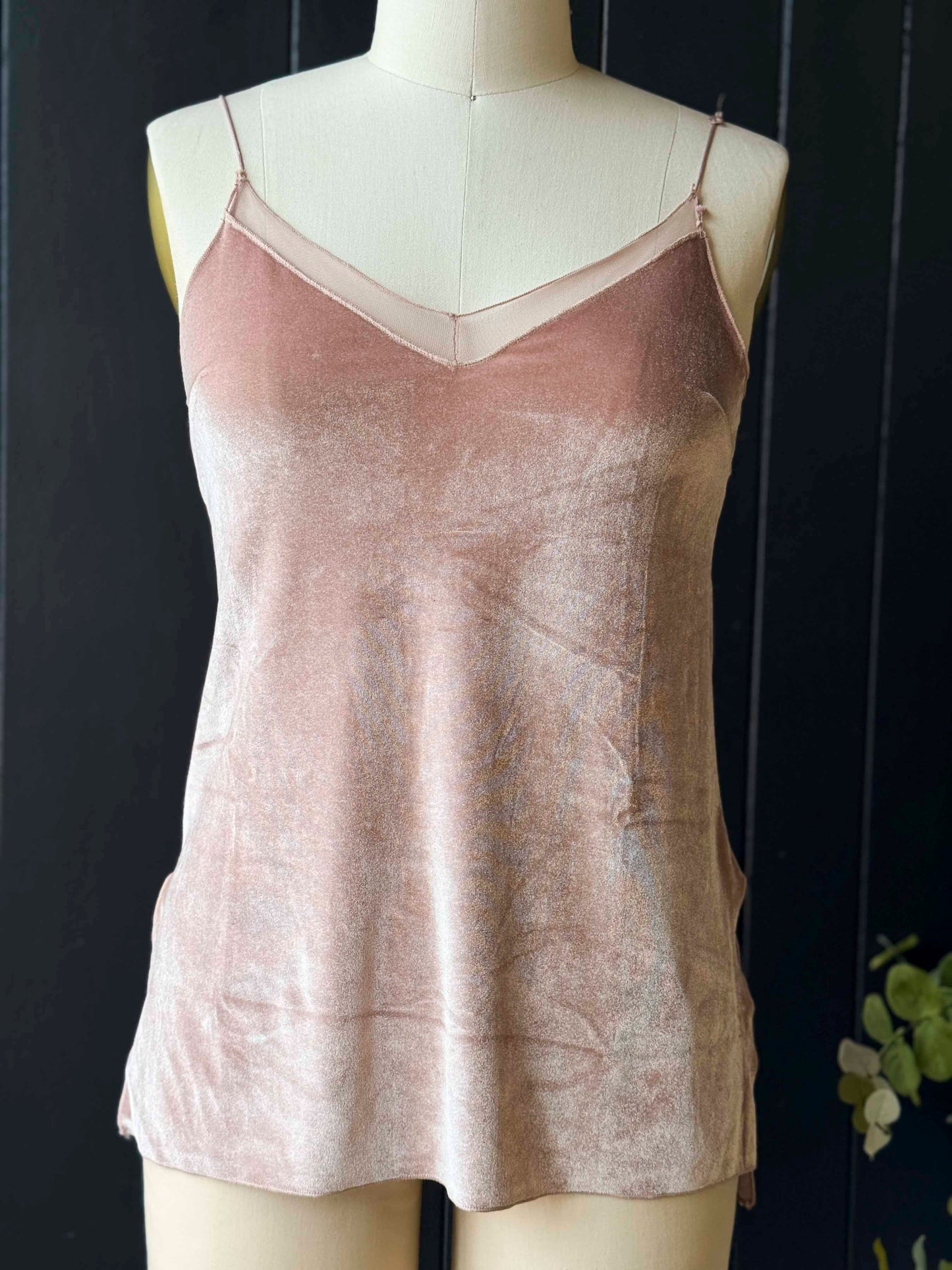 Pre-loved Free People Blush Pink Velvet Tank Top - Size XS