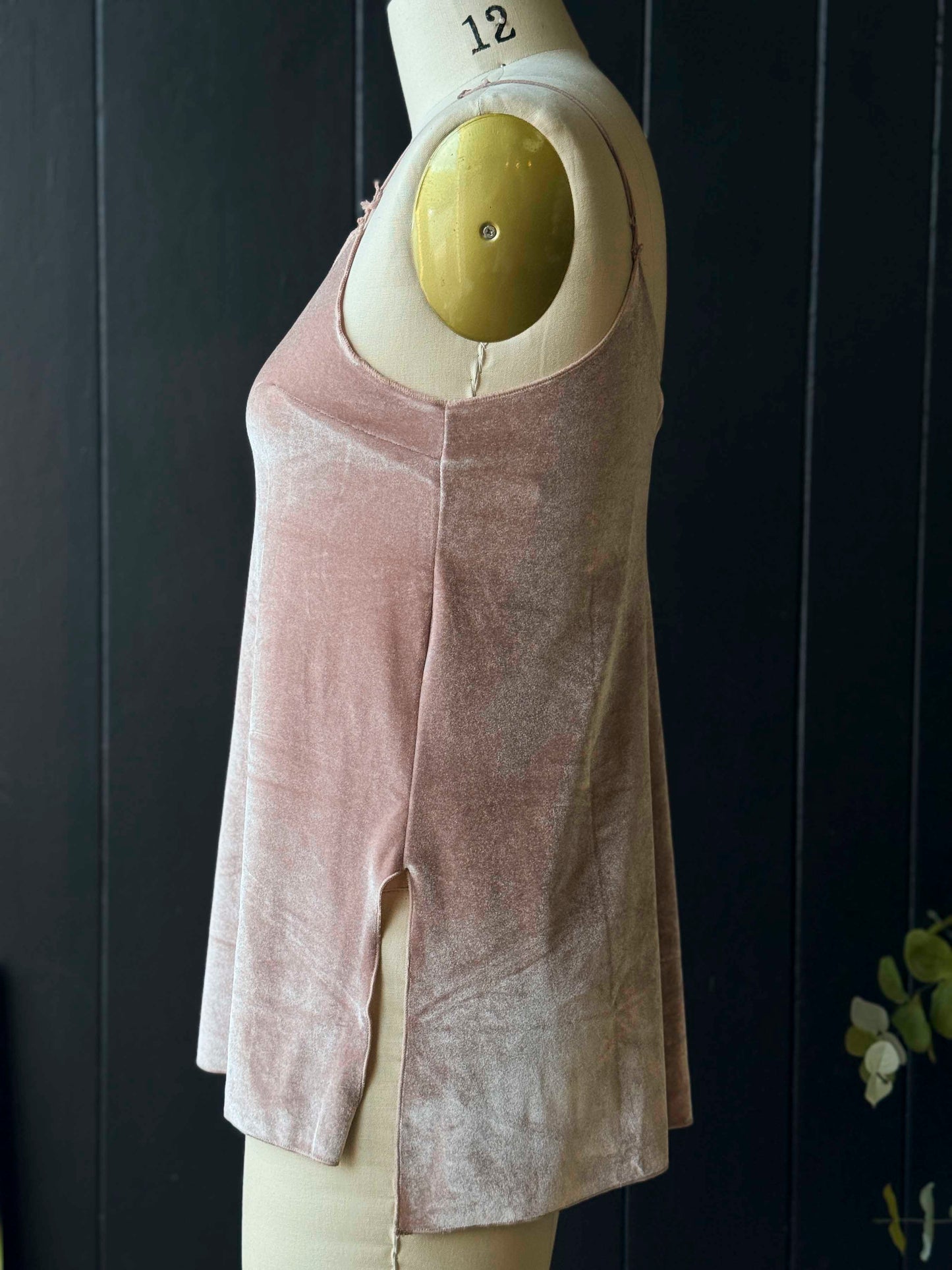 Pre-loved Free People Blush Pink Velvet Tank Top - Size XS