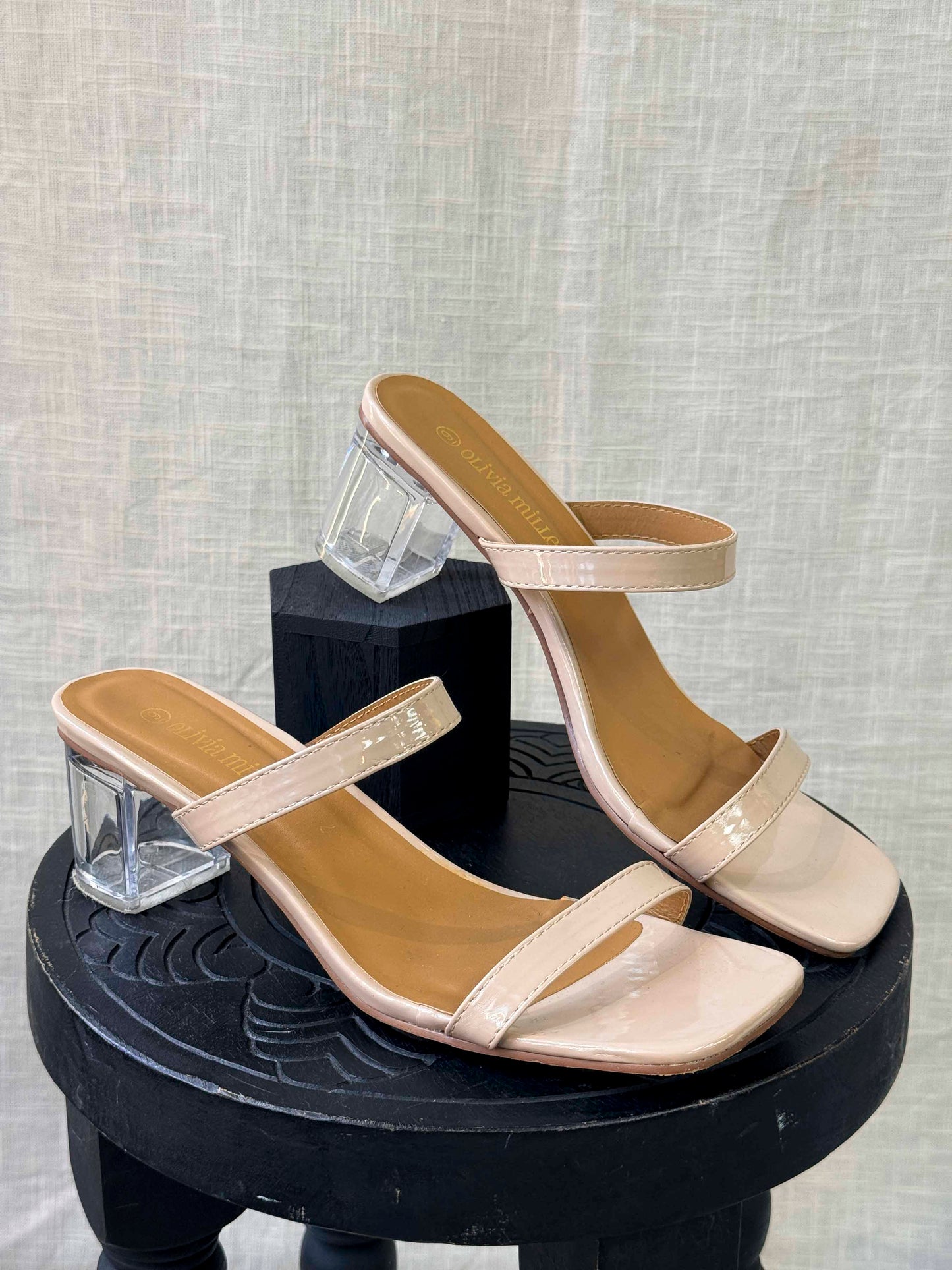 Pre-loved Olivia Miller Beige And Clear Heels - Size 9