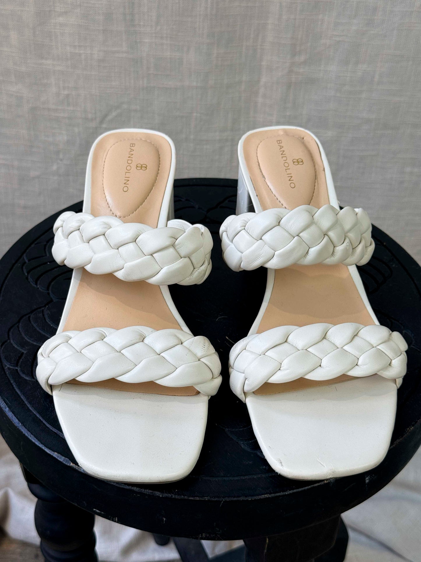 Pre-loved Bandolino White Braided Heels - Size 9