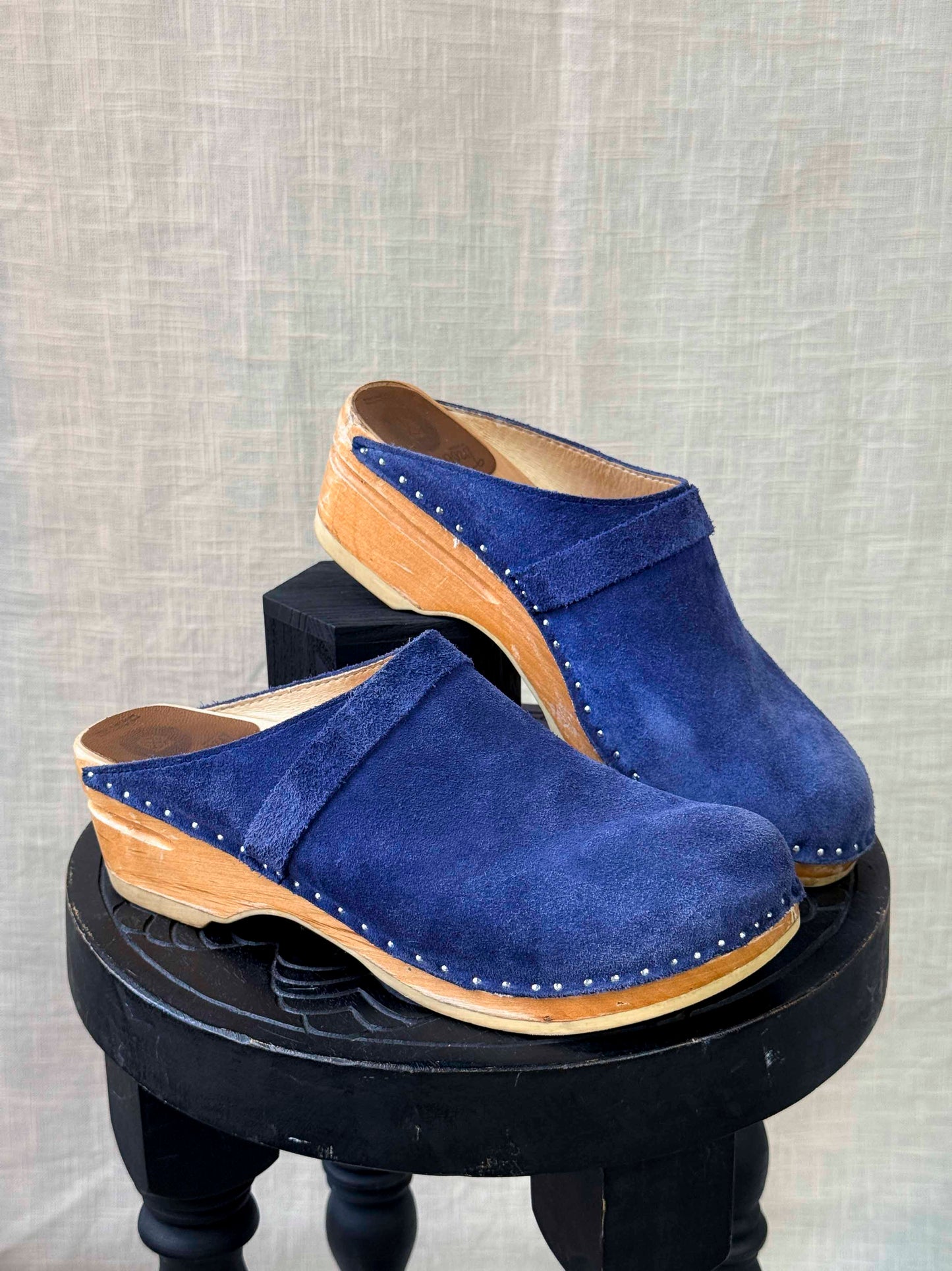 Pre-loved Troentorp Blue Suede Clog Shoes - Size 7
