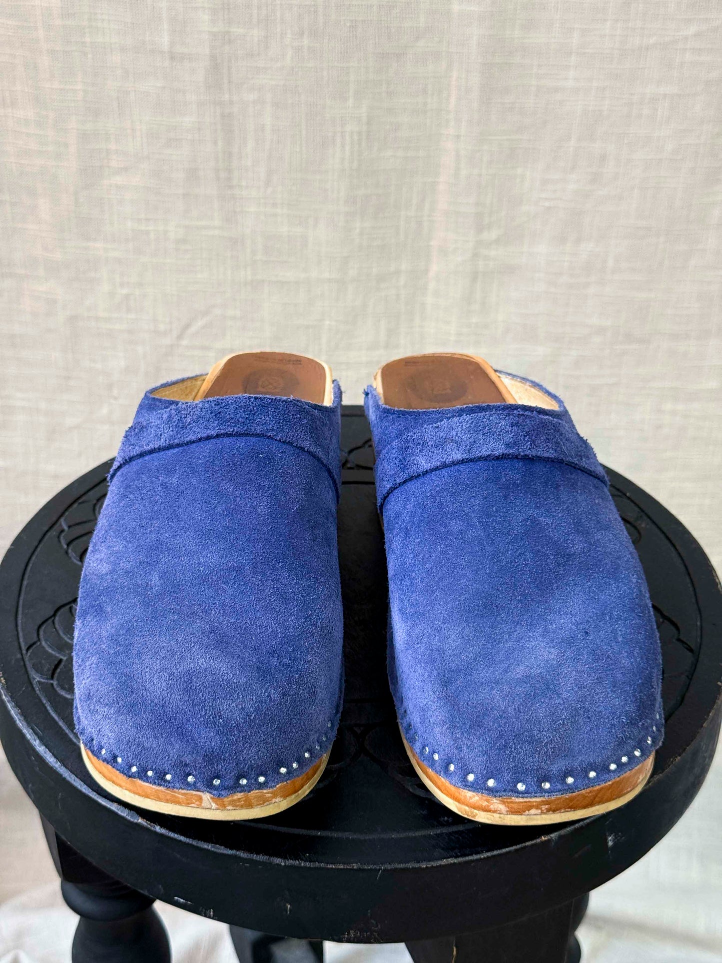Pre-loved Troentorp Blue Suede Clog Shoes - Size 7
