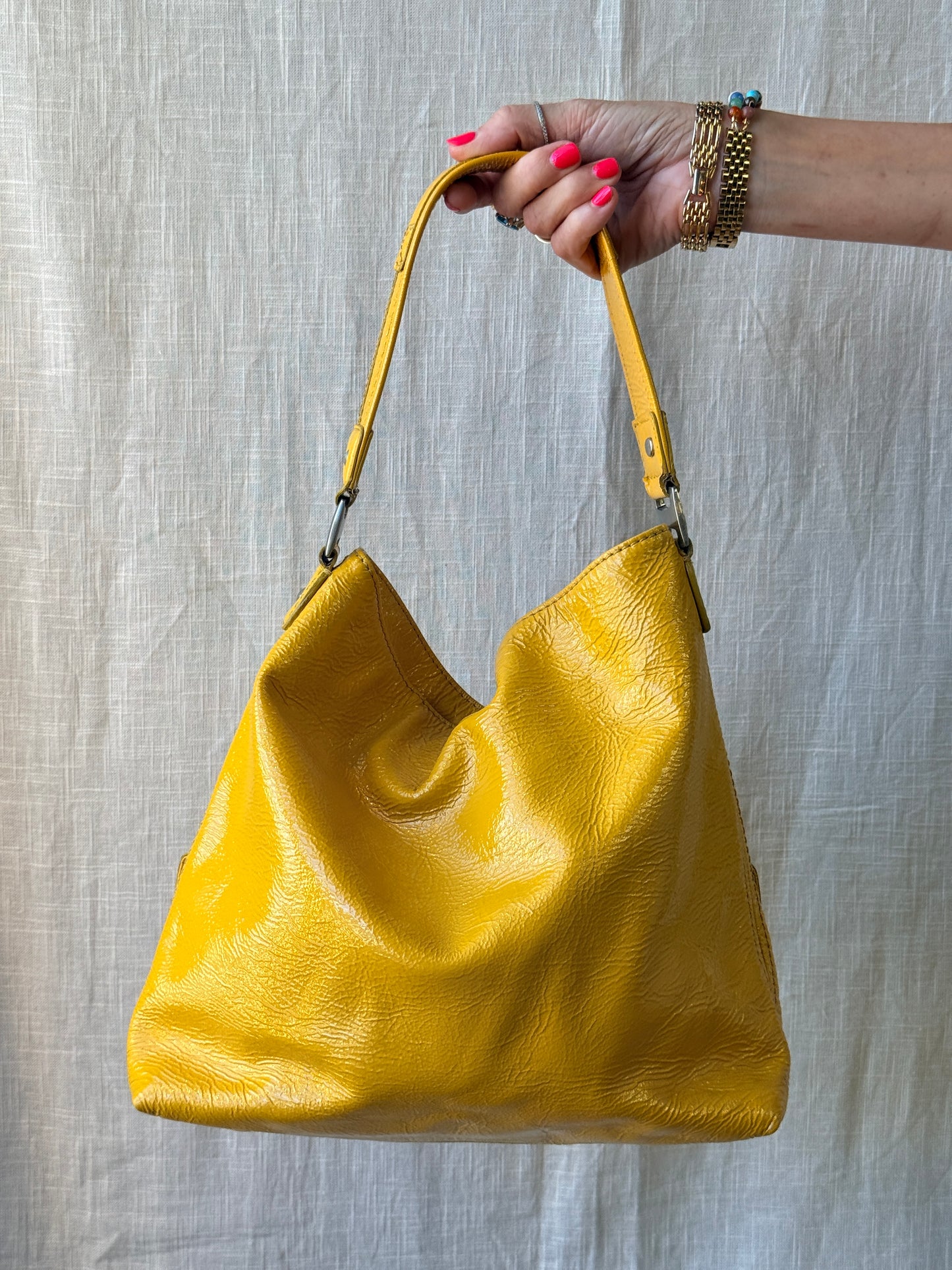 Vintage Michael Kors Yellow Patent Leather Shoulder Bag