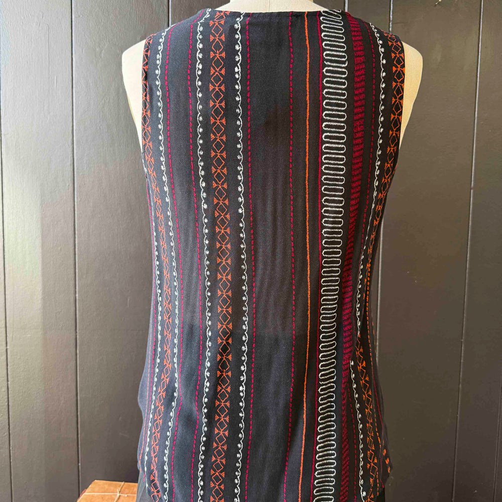 
                      
                        Pre-loved Black Red & Orange Patterned Top - Size S
                      
                    