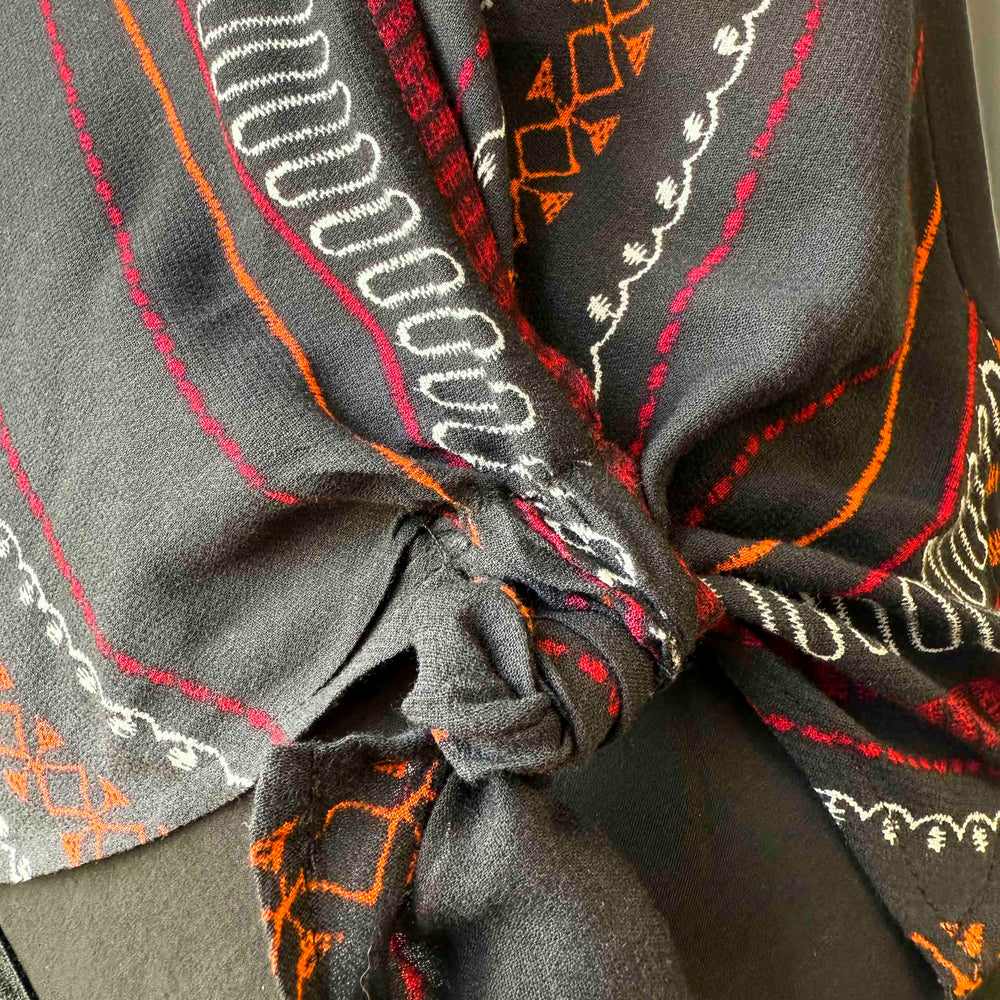 
                      
                        Pre-loved Black Red & Orange Patterned Top - Size S
                      
                    