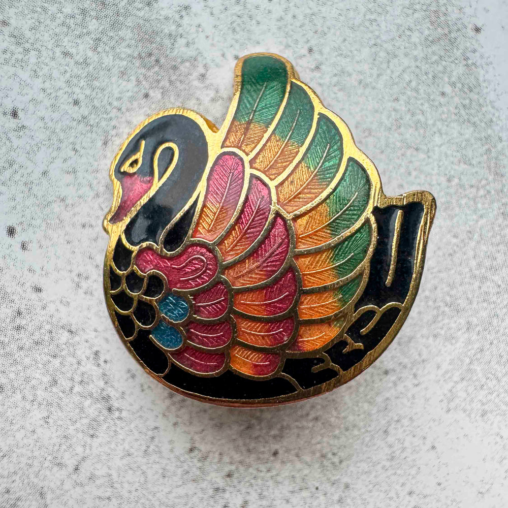 
                      
                        Vintage Cloisonné Swan Clip-On Earrings – Colorful Elegance
                      
                    