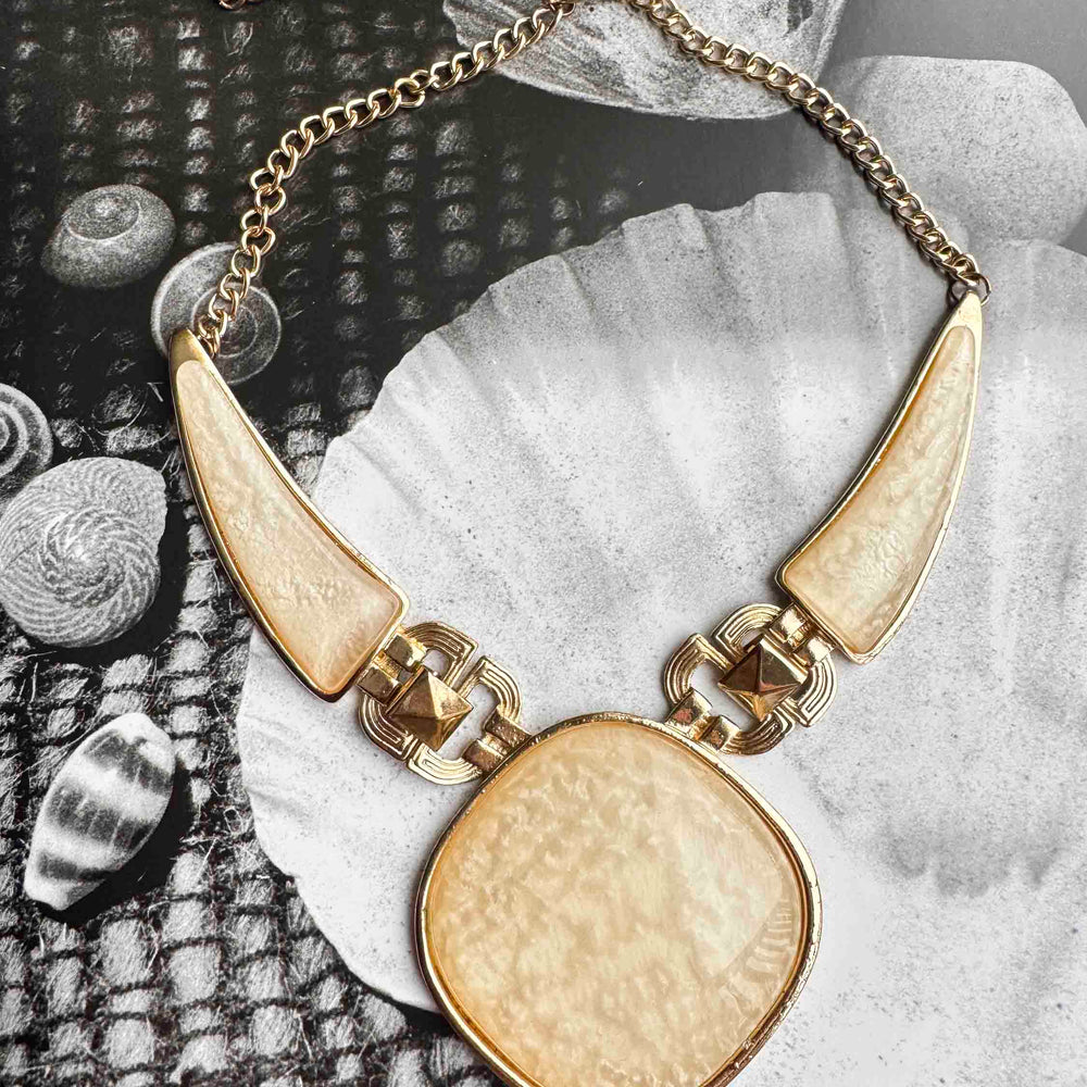 
                      
                        Vintage Gold & Cream Statement Necklace – Bold Elegance
                      
                    