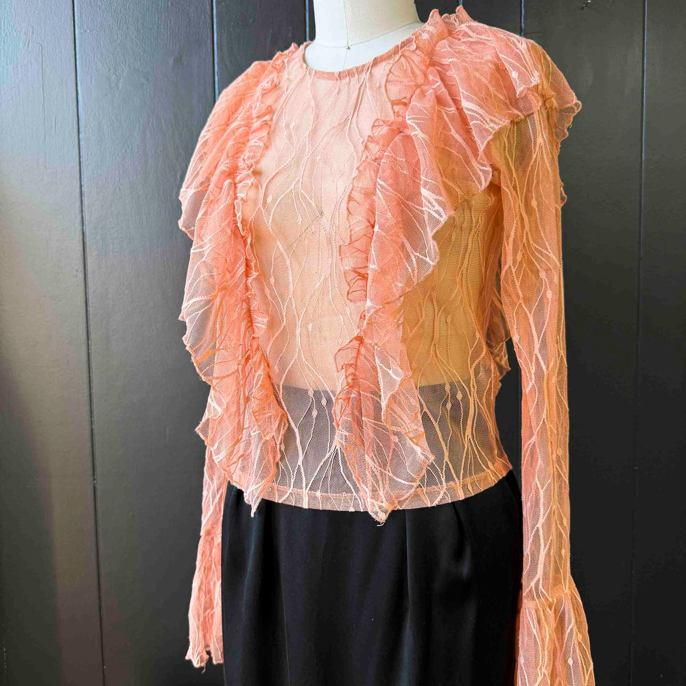 Pre-loved Sheer Pink Ruffle Blouse - Size S