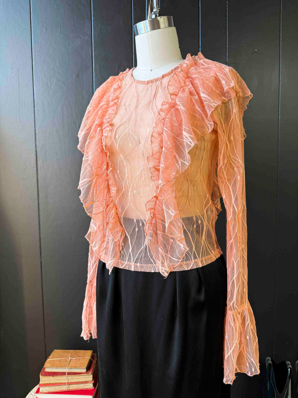 Pre-loved Sheer Pink Ruffle Blouse - Size S