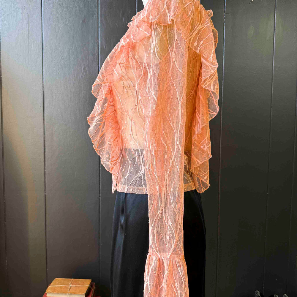 Pre-loved Sheer Pink Ruffle Blouse - Size S