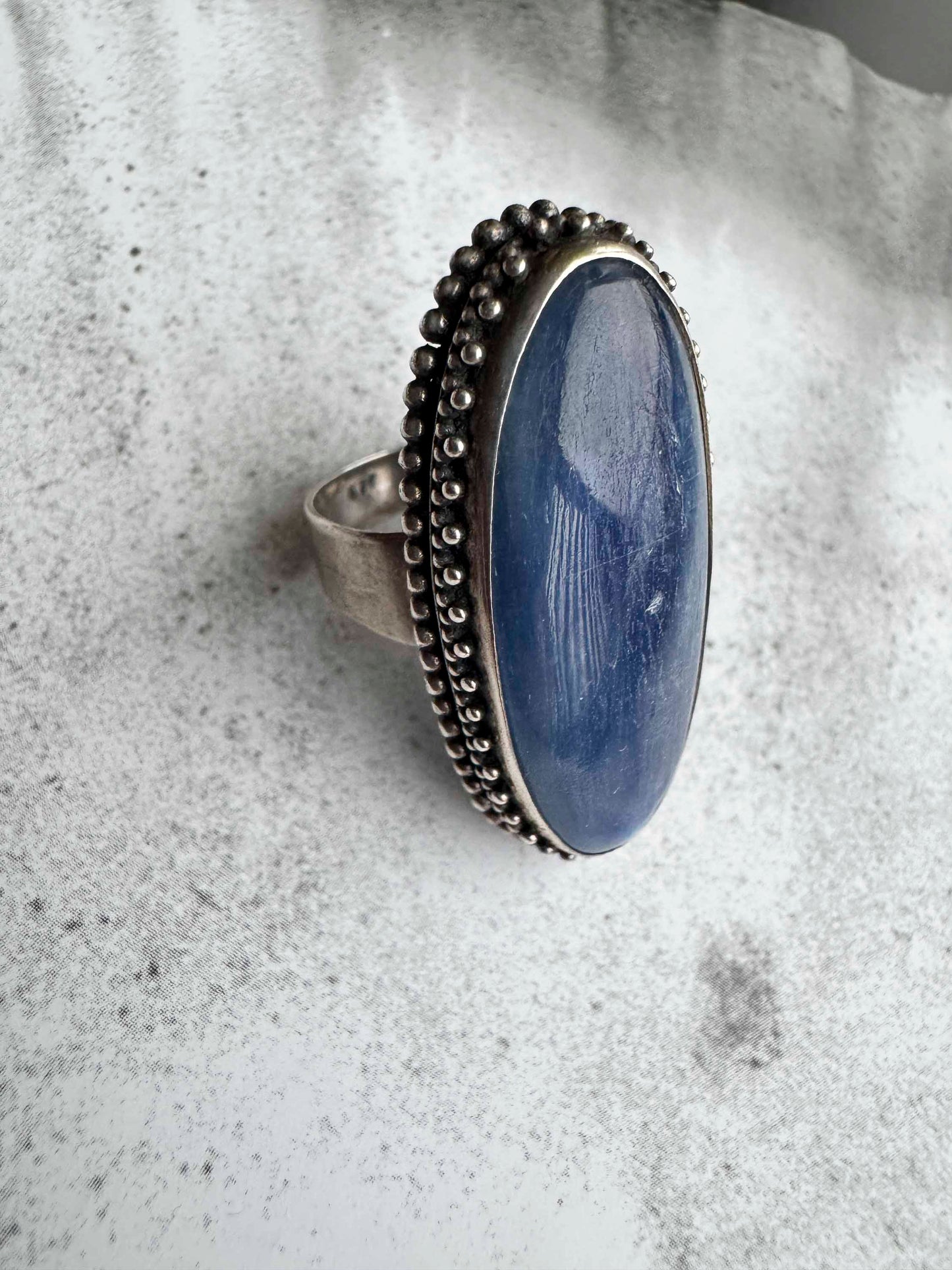Vintage Sterling Silver Kyanite Statement Ring – Size 6