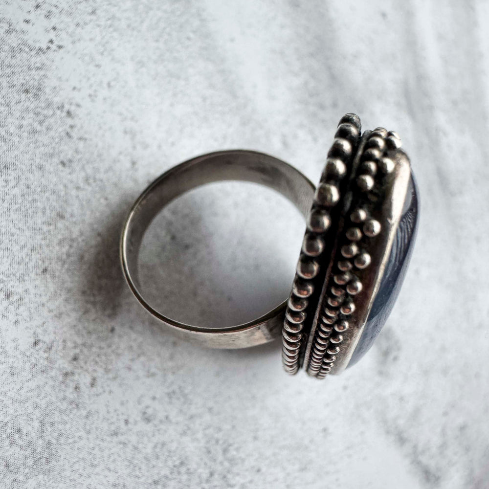 
                      
                        Vintage Sterling Silver Kyanite Statement Ring – Size 6
                      
                    