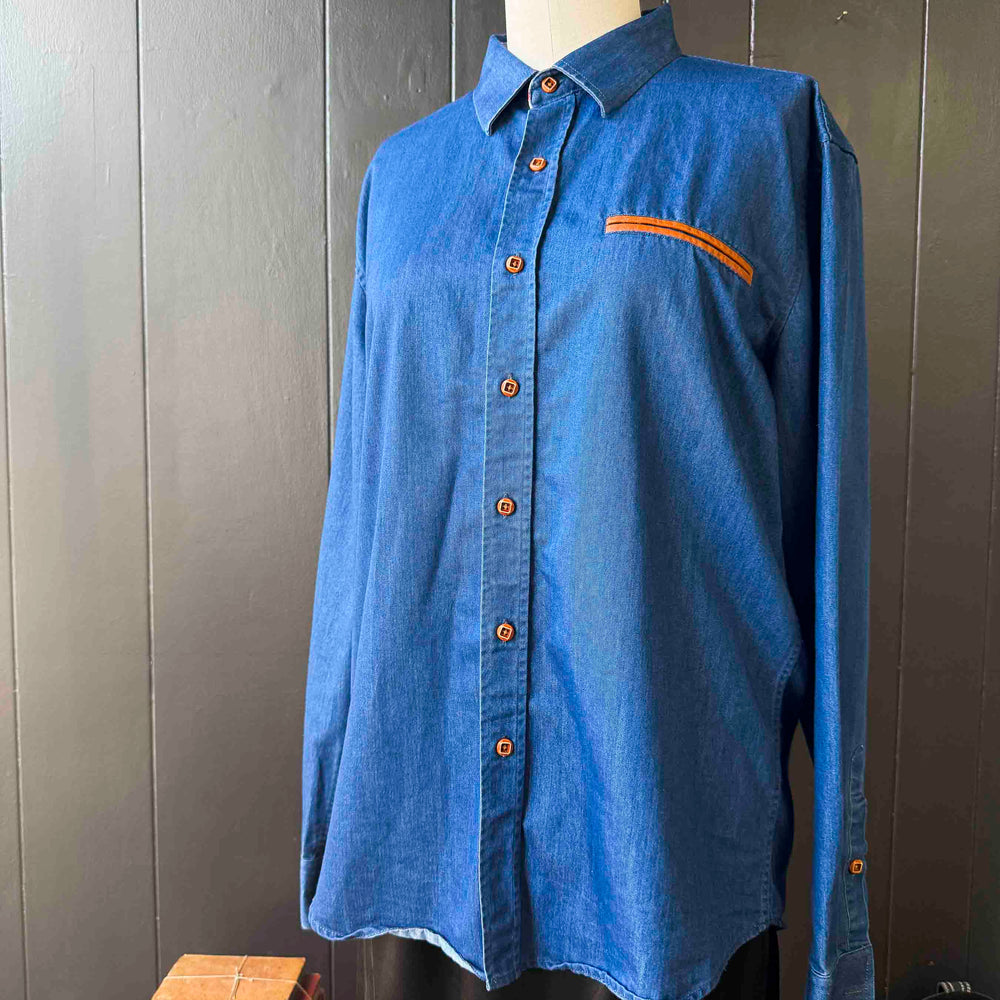 Pre-loved Denim Button-down Top - Size S