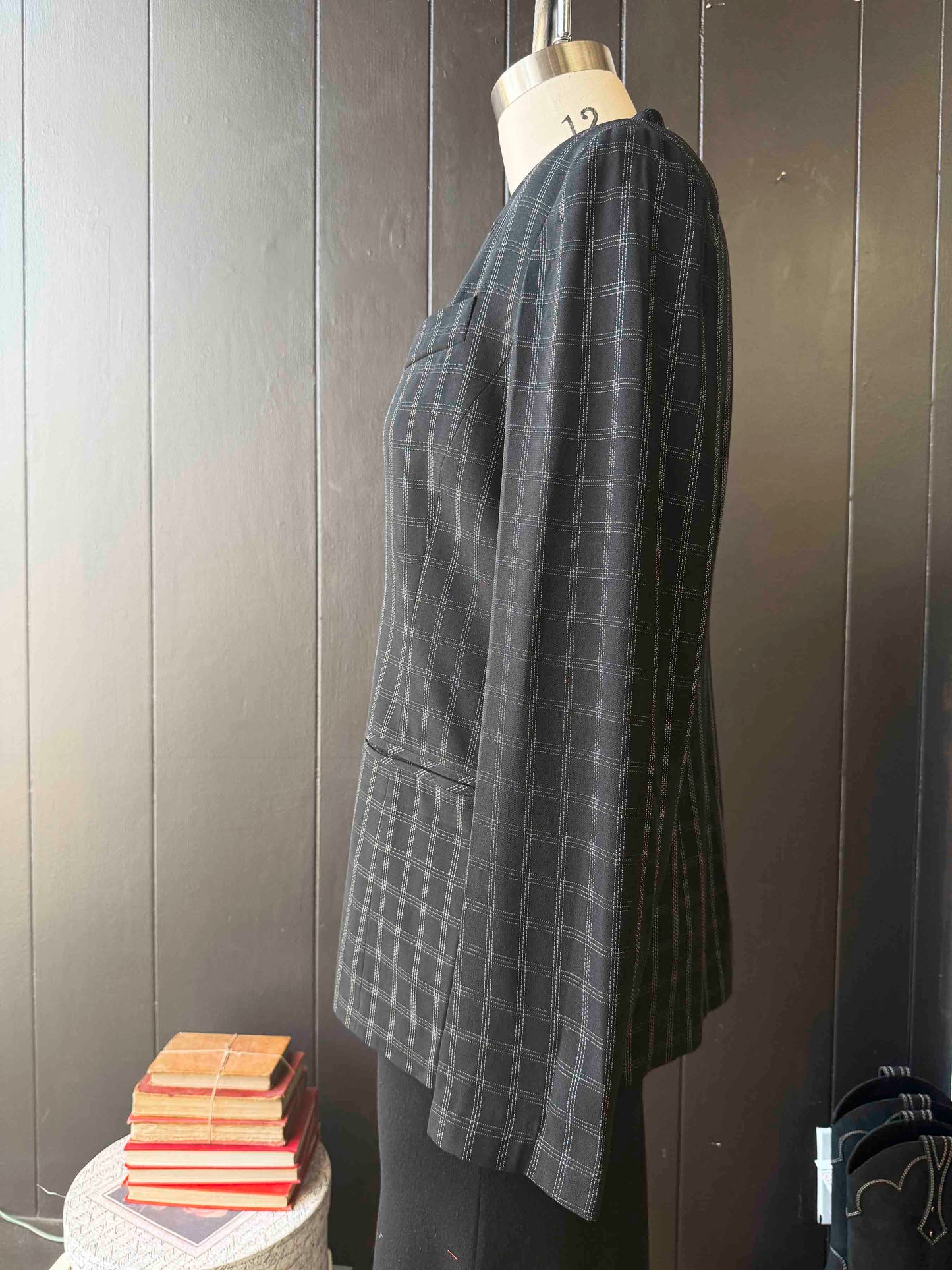 Pre-loved Black Check Blazer - Size L