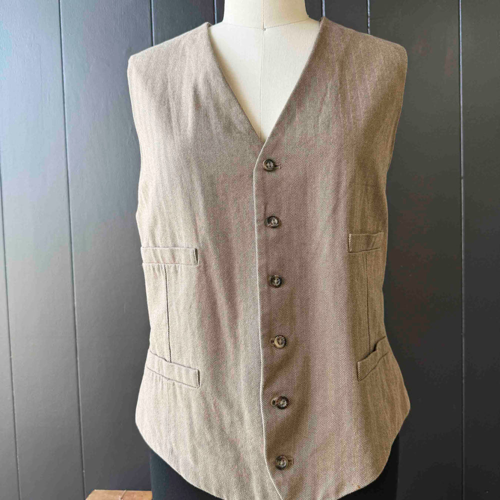 Pre-loved Tan Herringbone Vest - Size XL
