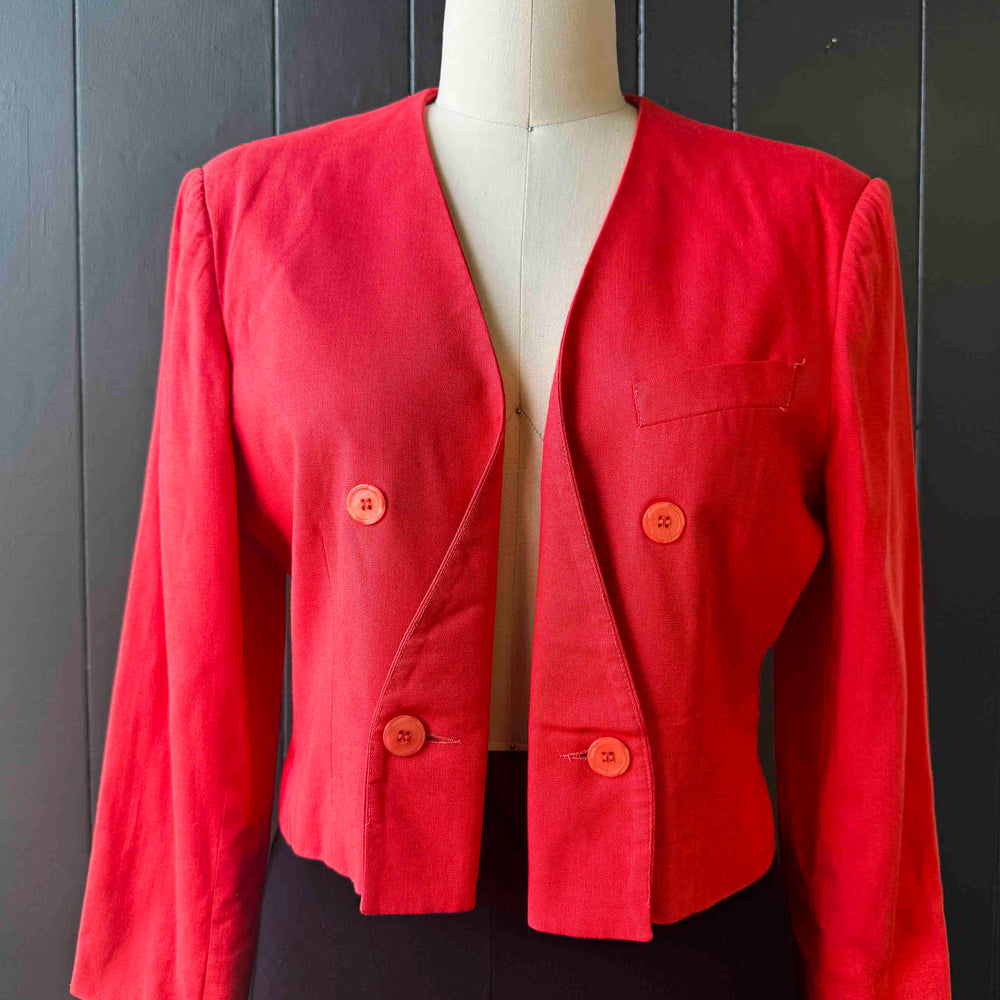 Vintage Petite Pink Crop Blazer - Size L