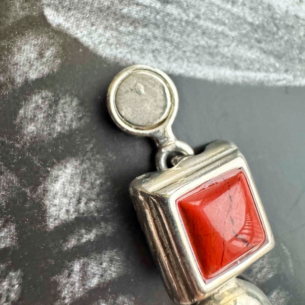 
                      
                        Vintage Sterling Silver & Red Coral Panel Bracelet
                      
                    
