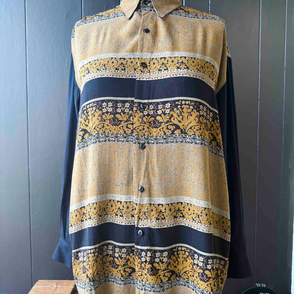 Vintage Mens Chrome Black & Gold Top - Size S