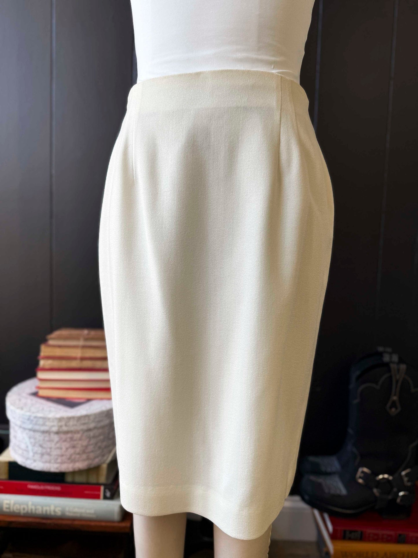 Pre-loved Cream Wool Skirt - Size XL