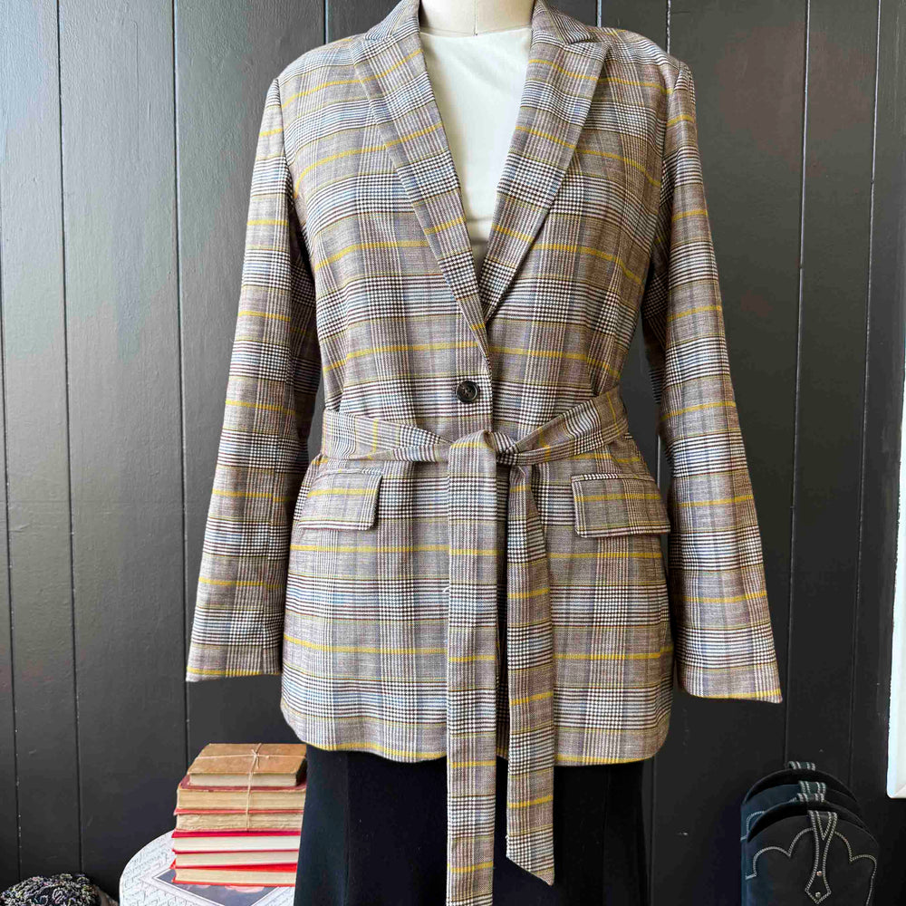 
                      
                        Pre-loved Belted Check Blazer - Size M
                      
                    