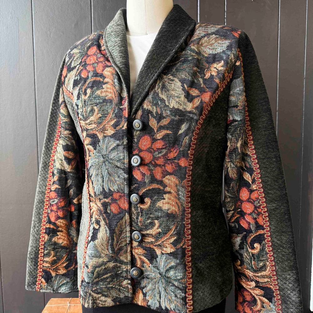 Vintage Custom Handmade Currant Berry & Foliage Jacket - Size M