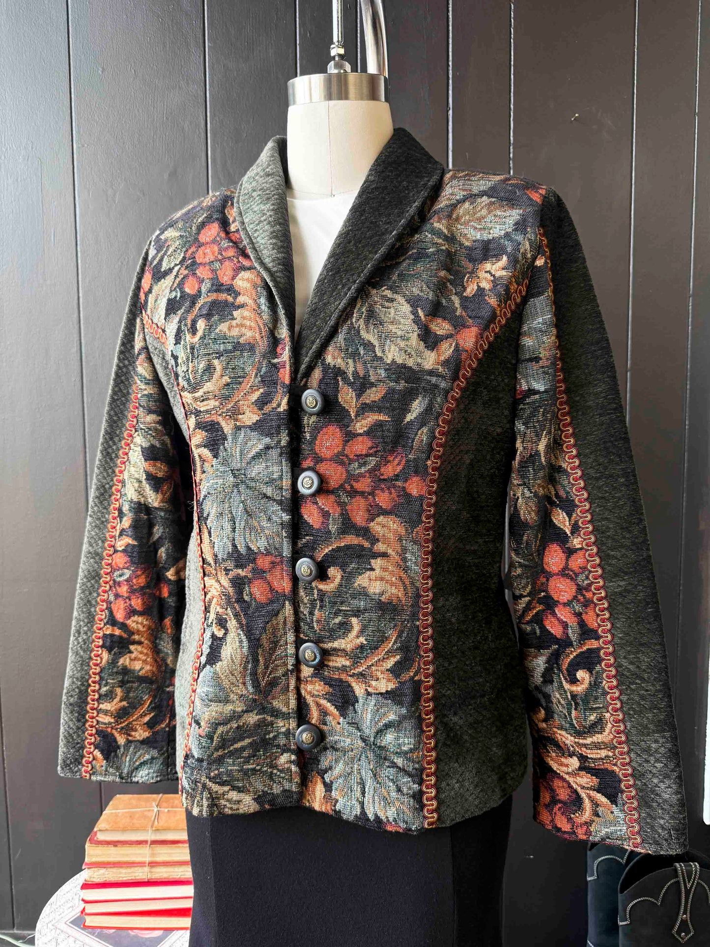 Vintage Custom Handmade Currant Berry & Foliage Jacket - Size M