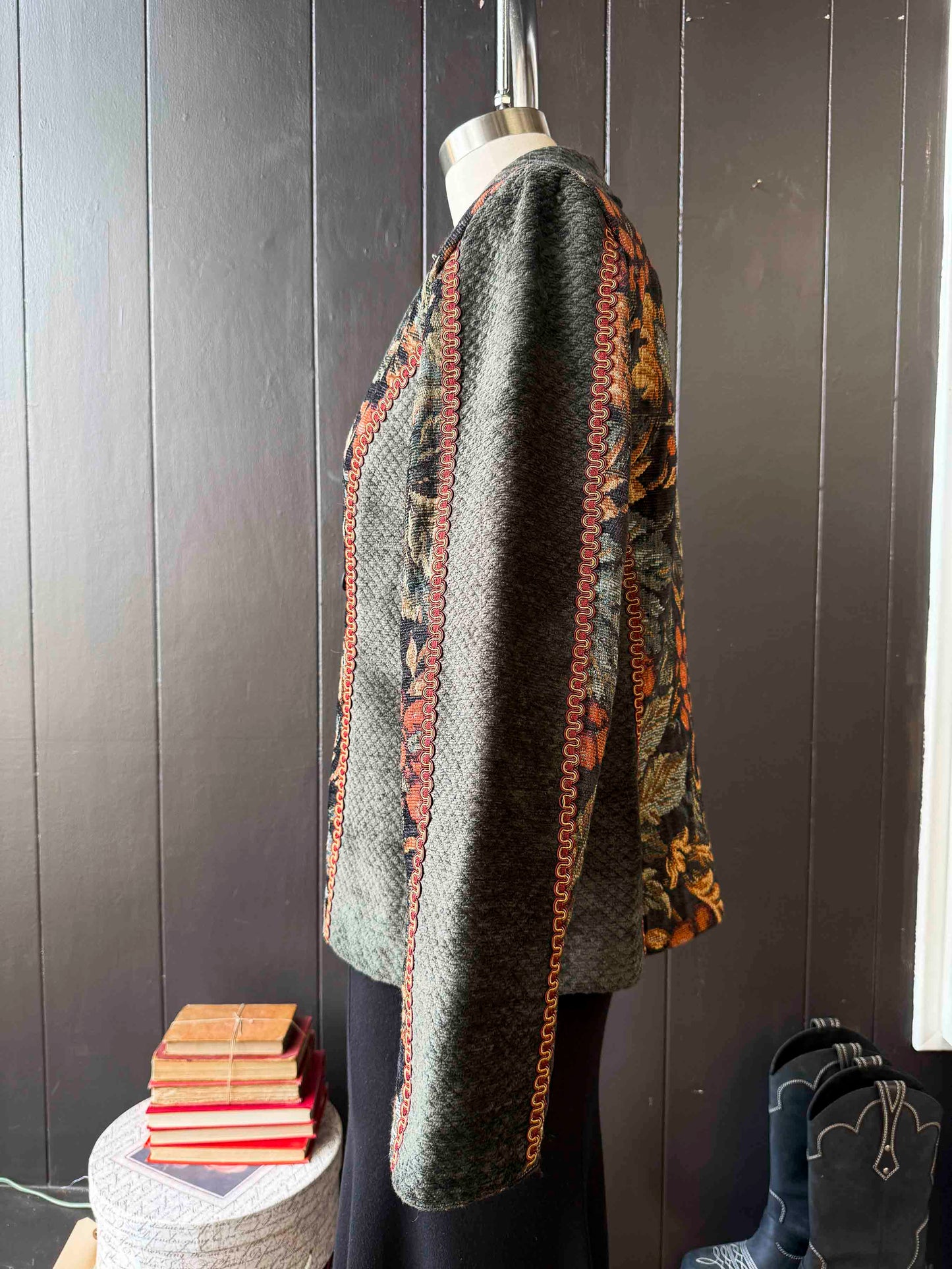 Vintage Custom Handmade Currant Berry & Foliage Jacket - Size M