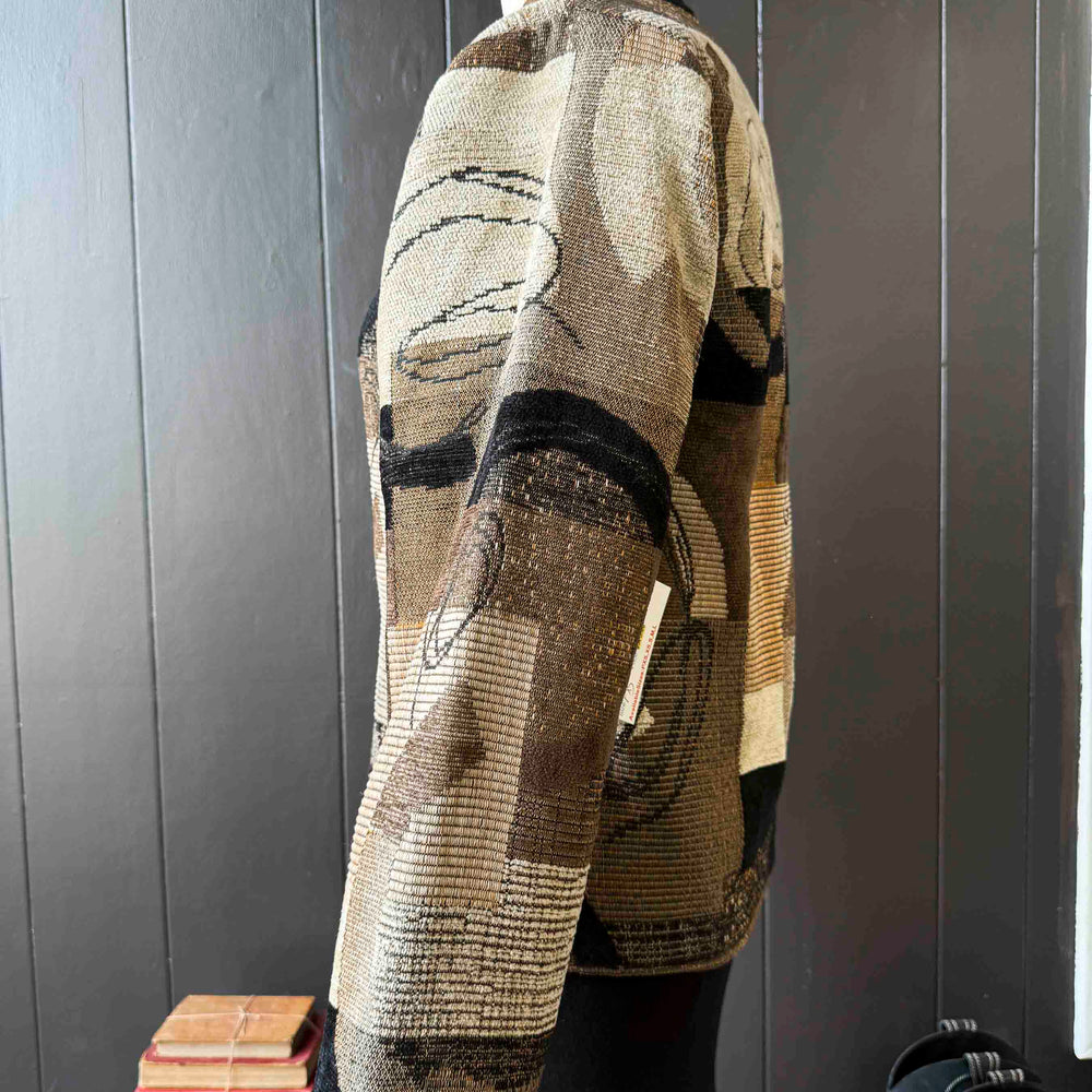Vintage Custom Handmade Brown & Black Abstract Jacket - Size XS