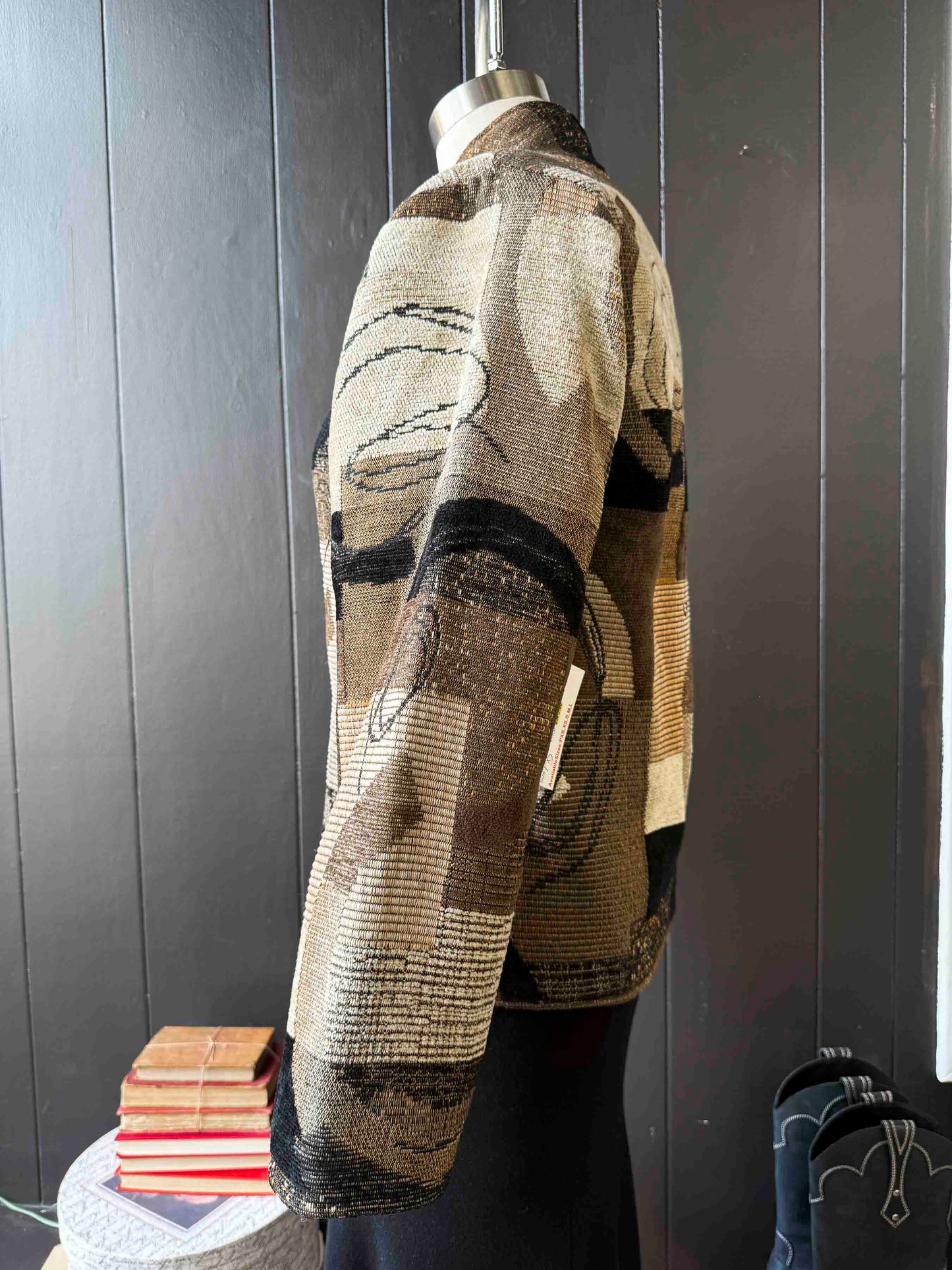Vintage Custom Handmade Brown & Black Abstract Jacket - Size XS