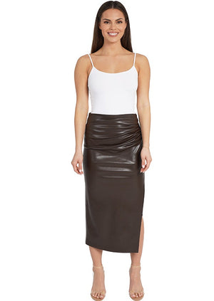Bianca Vegan Brown Leather Skirt