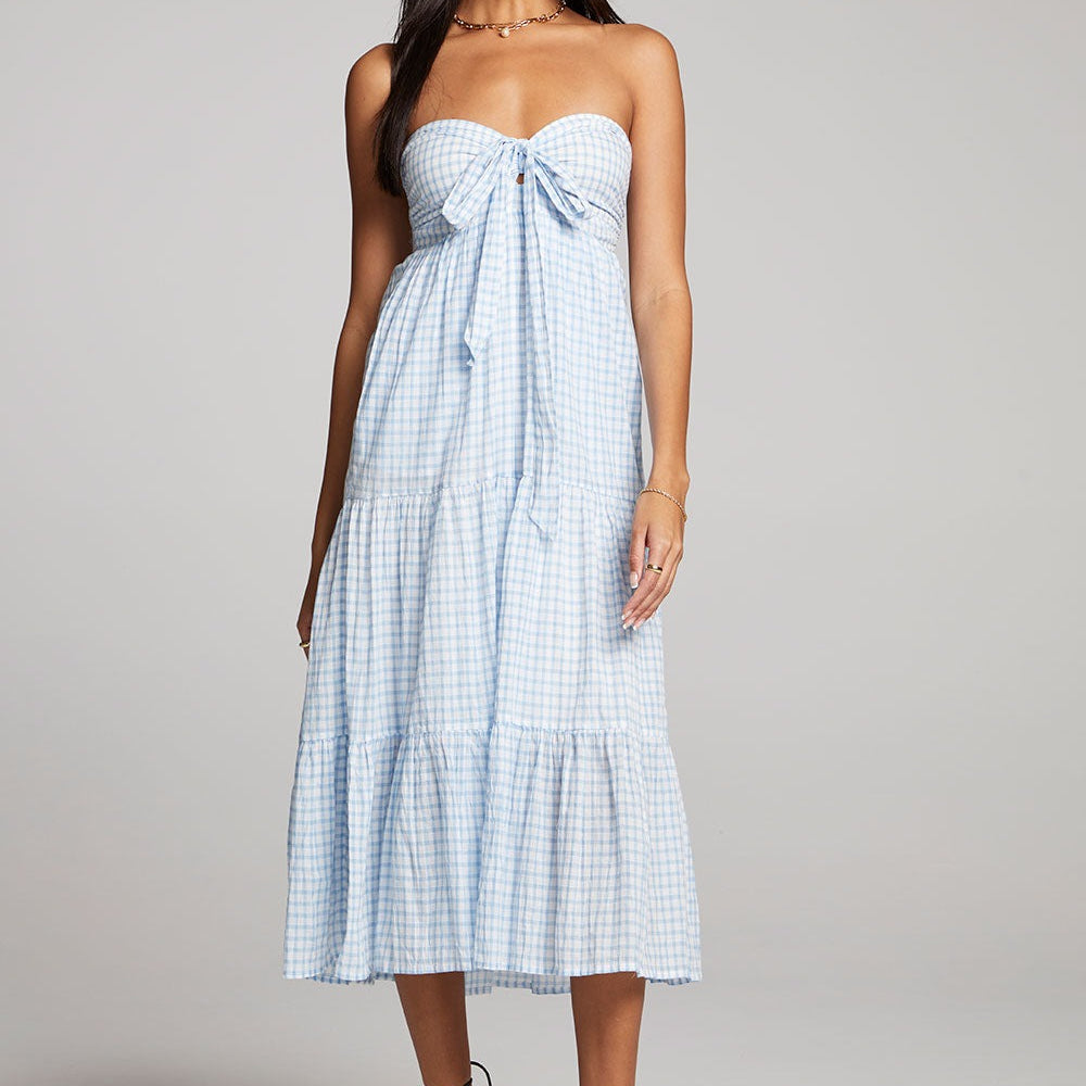 Lucinda halter midi dress skyline plaid