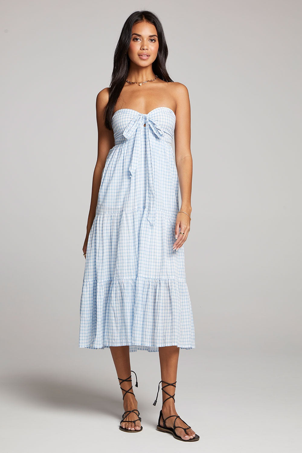 Lucinda halter midi dress skyline plaid