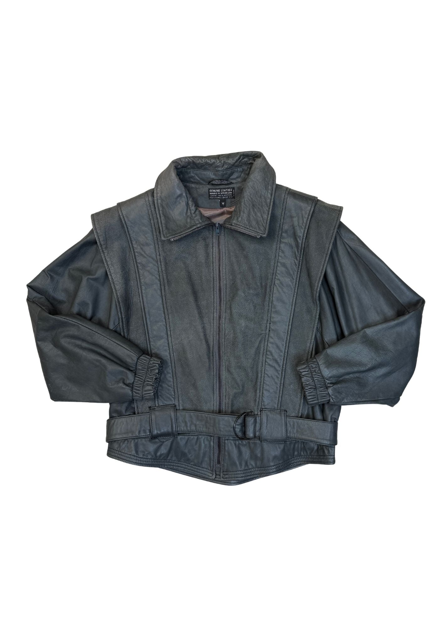 Vintage 80s Wilson’s Washed Gray Leather Jacket - Size M