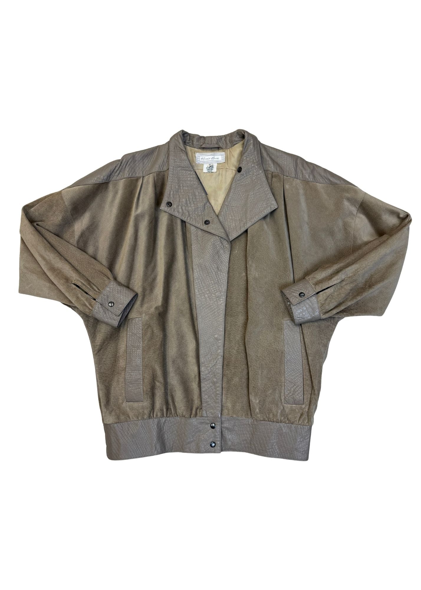 Vintage Suede Bomber Jacket - Size M