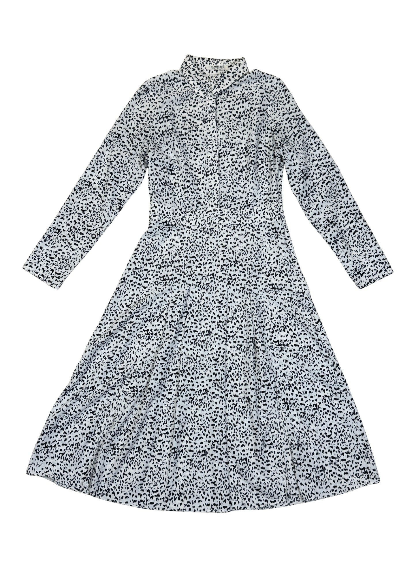 Pre-loved White & Black Patterned Dress - Size M